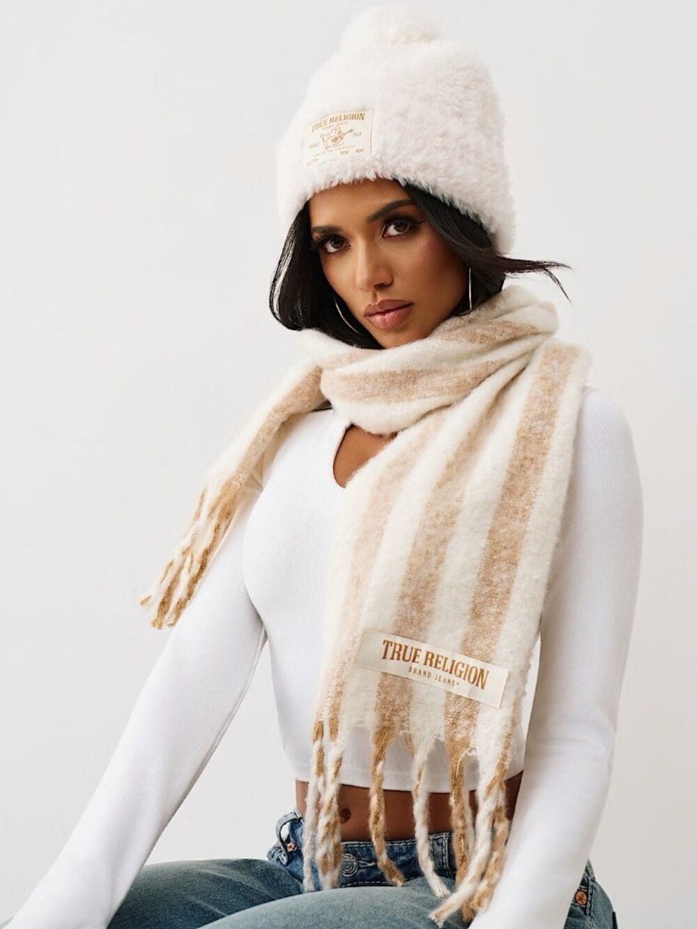 True Religion Hat And Scarf Set